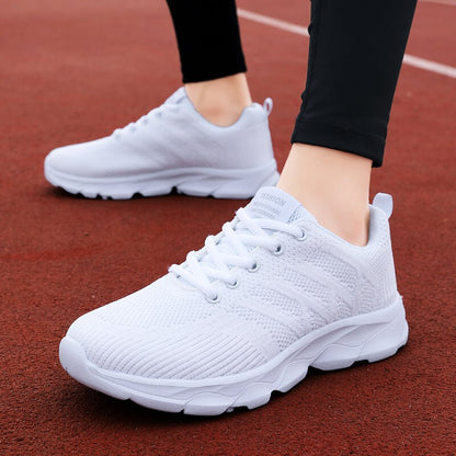 Novos Tênis Femininos Casuais Sapatos da Moda Respiráveis para Caminhada em Malha Sapatos Baixos Femininos 2024 Tenis Feminino Branco Sapatos esportivos femininos