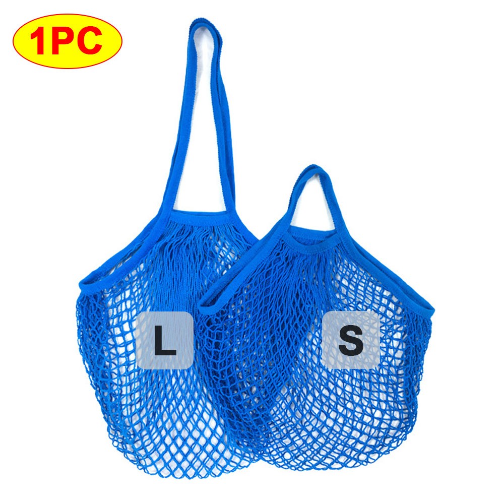 Silicone World 1PC Portable Reusable Grocery Mesh Bag Cotton Shopping Mesh Bags Handheld Shoulder Back Fruit Vegetable Net Bag