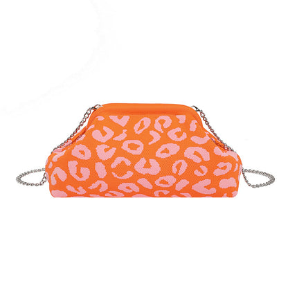 Dopamine Leopard Print Clutch Bag with Detachable Strap Leopard Print Shoulder Bag Leopard Crossbody Bag for Modern Ladies