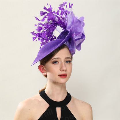 Big Flower Wedding Fascinator Hat Women Formal Party Tea Headpiece Ladies Cocktail Church Chapeau Cap Headband Woman Millinery