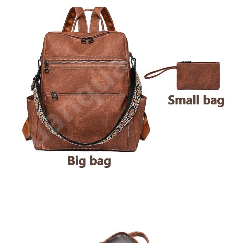 2025 New Women's PU Leather Waterproof Anti-theft Fashion Large Capacity Business Travel College Laptop Backpack Shoulder Bag