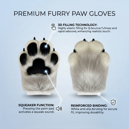 Realistic Fursuit Paws Gloves Soft Plush Furry Animal Paws with Claws for Cosplay Halloween Party Unisex Adult