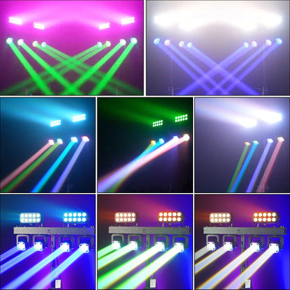 Reiz 4x40W RGBW Beam Ring With 20x8W LED Wall Wash Strobe 3in1 Effect Bar set Stand Stage Light Remote control For bar DJ discos