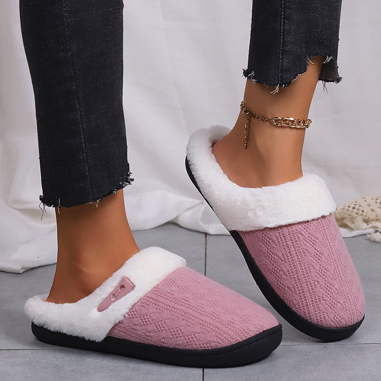 Platform Fluffy Slippers Women House Plush Fashion Designer Winter Shoes Ladies Flats Warm Home Casual Footwear Elegant Big Size