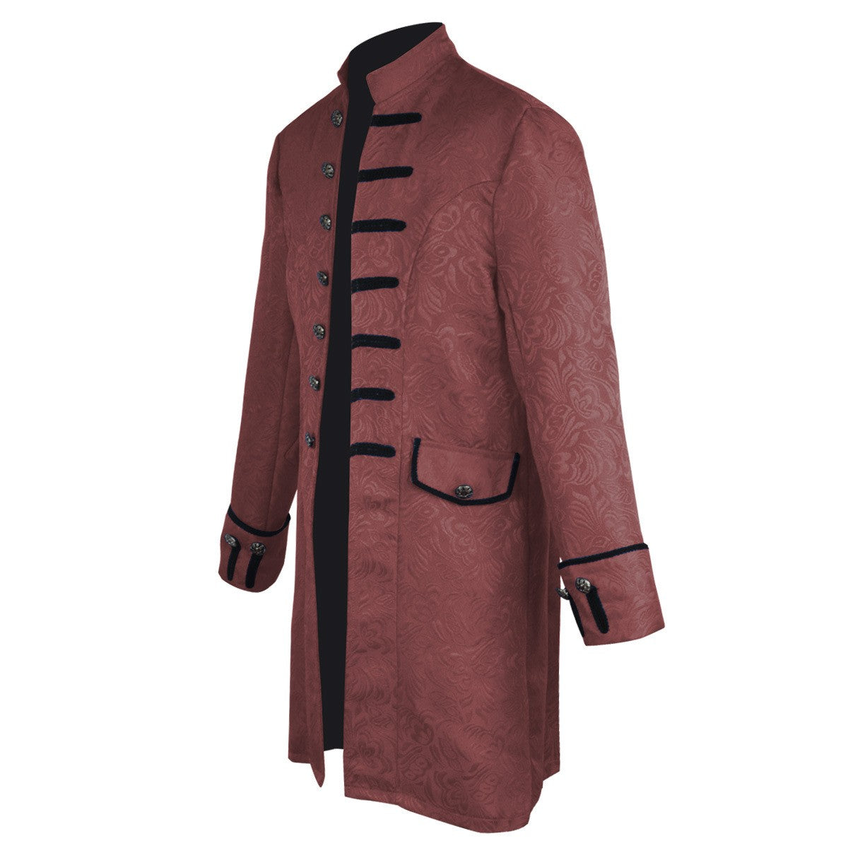 Men's Medieval Style Windbreaker Coat Vintage Lapel Jacquard Medium Length Trench Coat Halloween Party Costume Retro Outerwear