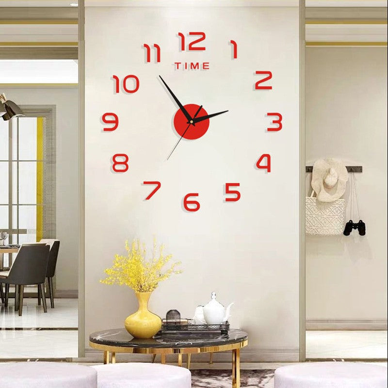 Creative 3D Acrylic Digital Wall Clock Roman Numerals Design Mirror Wall Clock Large Round Wall Clock DIY Self Adhesive Clocks