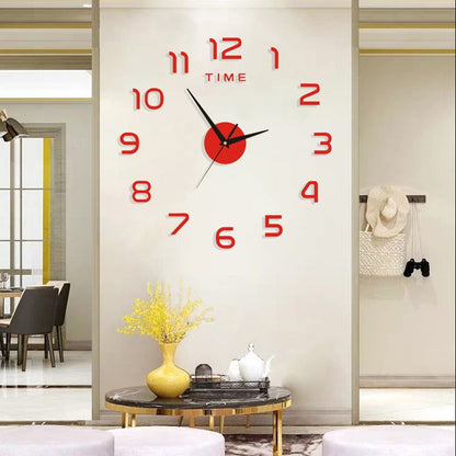 Creative 3D Acrylic Digital Wall Clock Roman Numerals Design Mirror Wall Clock Large Round Wall Clock DIY Self Adhesive Clocks