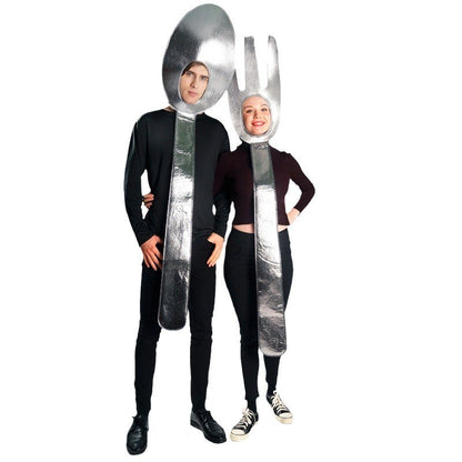 Funny Men's and Women's Tableware Costumes Halloween Couple Makeup Dance Party Stage Performance Costumes Cosplay Costumes