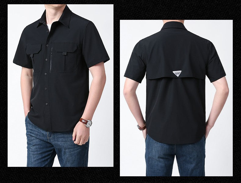 Men's Breathable Short Sleeve Shirt Men Casual Tactical Cargo Shirts Summer Quick Dry Hiking Work Shirts for Man Short-sleeved