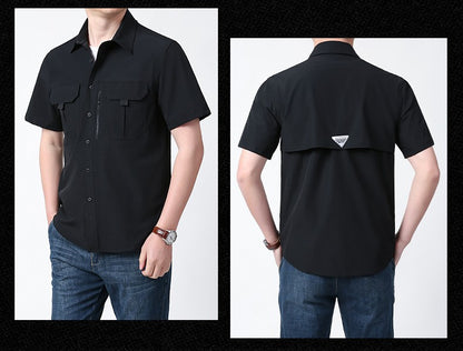 Men's Breathable Short Sleeve Shirt Men Casual Tactical Cargo Shirts Summer Quick Dry Hiking Work Shirts for Man Short-sleeved