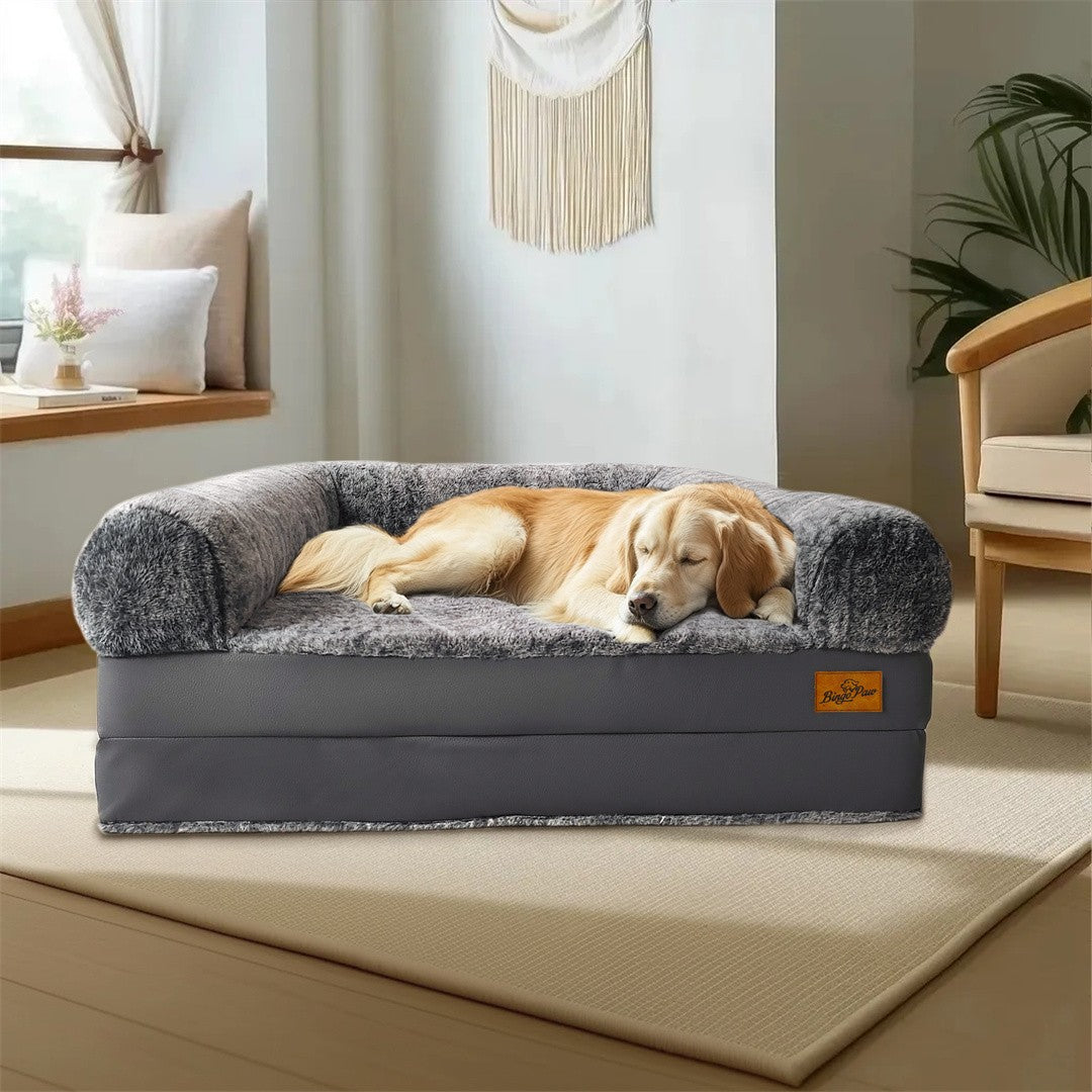 Cama Gigante para Cães, Tamanho Humano, 180cm de Comprimento, Dobrável, Calmante, Capa de Pelúcia, Ortopédica