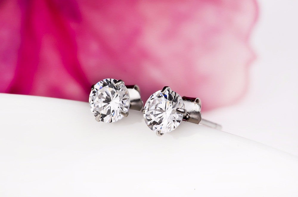 Brincos de Prata Esterlina 925 com Zircônia Cúbica Canalizada, Brincos de Tarraxa de Prata com Zircônia Cúbica para Mulheres, Joias de Prata Esterlina