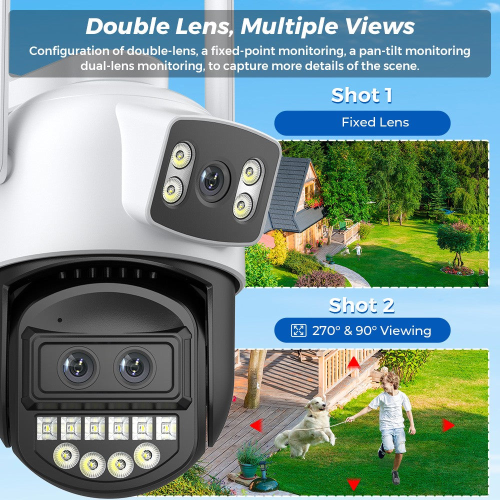 BESDER 12MP 6K PTZ Wifi Camera Dual Lens 8X Digital Zoom AI Human Detection Outdoor 8MP CCTV IP Camera Security Protection iCSee