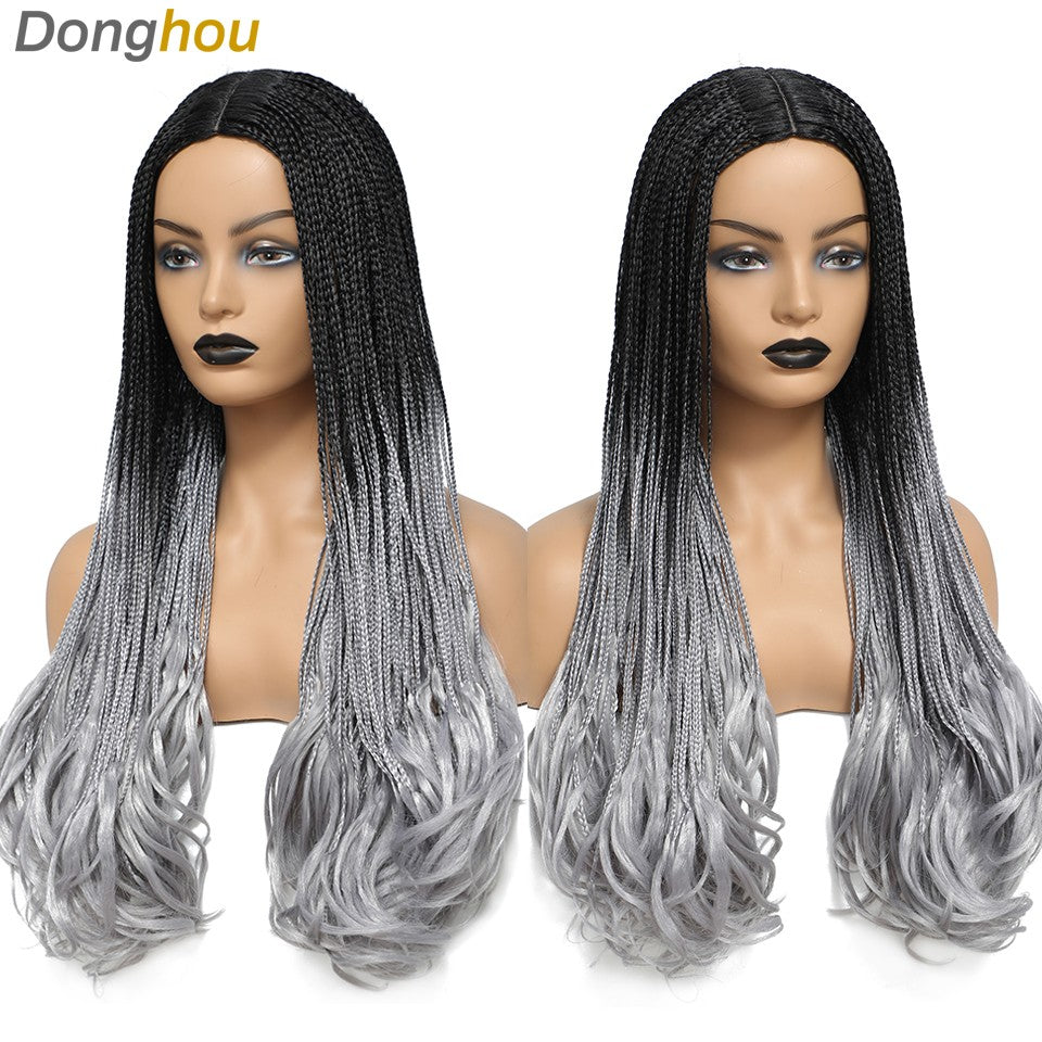26 Inch Long Box Braided Wigs For Women Synthetic Perruque Tresse Africaine Micro Twist Box Braid Crochet Hair Curly Ends Wig