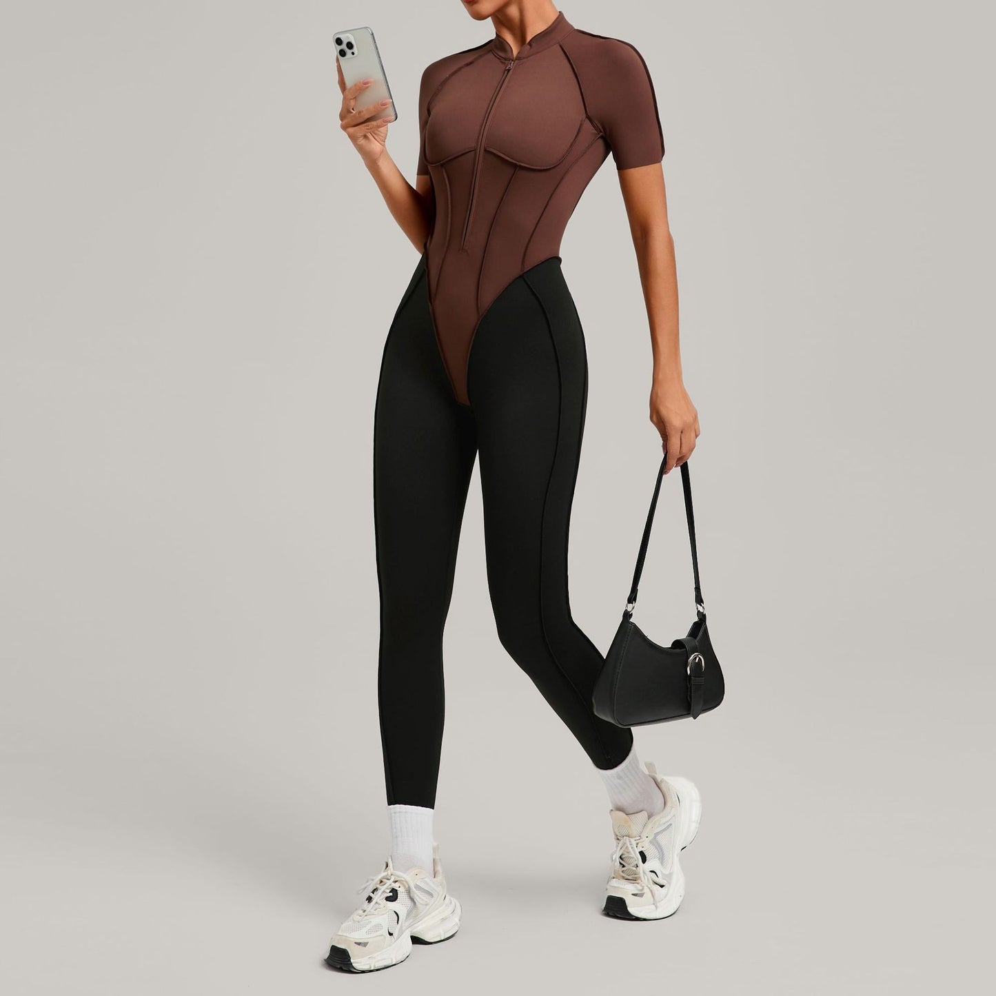 Women's New Yoga Jumpsuits with Contrasting Splicing Beauty Back Slim Fit One-piece Workout Gym Outdoor Sports Fitness Bodysuits