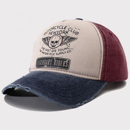 Boné de beisebol estampado de caveira de moda, bonés snapback de algodão lavado com ossos, viseiras de sol ajustáveis ​​da moda para homens e mulheres