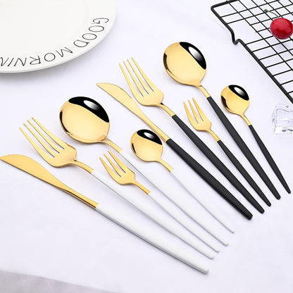 6Set/30Pcs Pink Silver Dinnerware Set Stainless Steel Knife Ckae Fork Spoon Cutlery Set Tableware Silverware Set Dropshipping