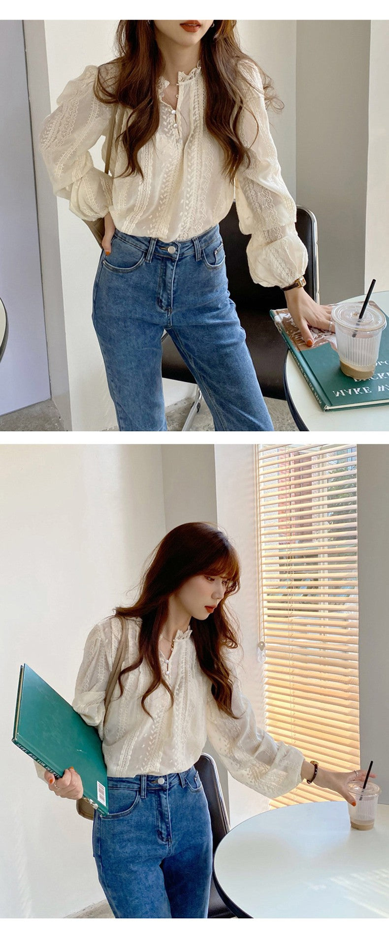 Autumn Lcae Embroidery Long Sleeve Women Blouses Office Lady ELegant Casual Button Shirts Sweet Clothing