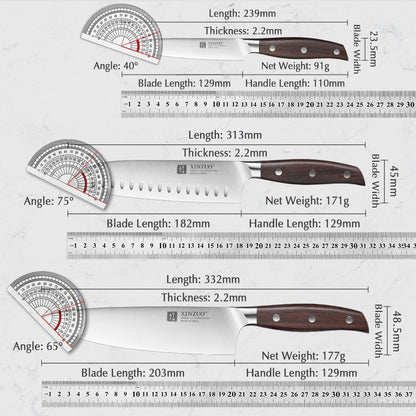 XINZUO 1PC/5PCS High Quality 3.5+5+8+8+8"  Paring Utility Cleaver Chef Knife Germany 1.4116 Stainless Steel Kitchen Knife Sets