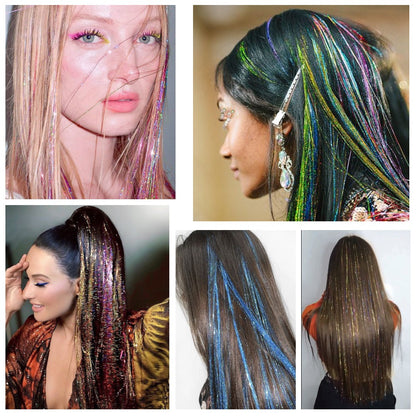 MISSQUEEN kit de cabelo sintético de 22 polegadas com 16 cores, com ferramentas, para extensão de cabelo feminino, tranças, brilho e cabelo cintilante