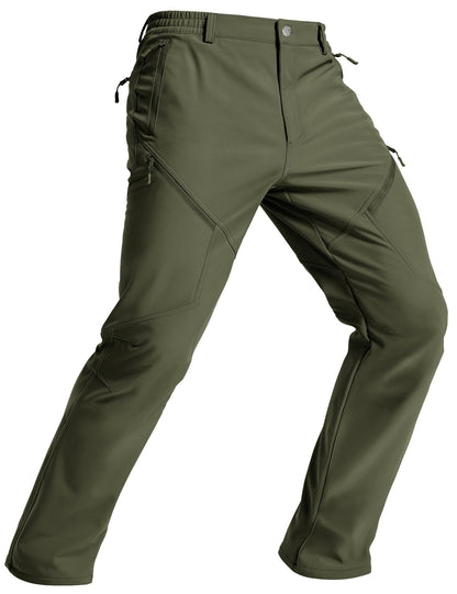 Calça Masculina de Inverno para Caminhada TACVASEN Forrada com Fleece, Impermeável, Softshell, para Esqui na Neve, Isolada, Cargo de Trabalho com 6 Bolsos com Zíper