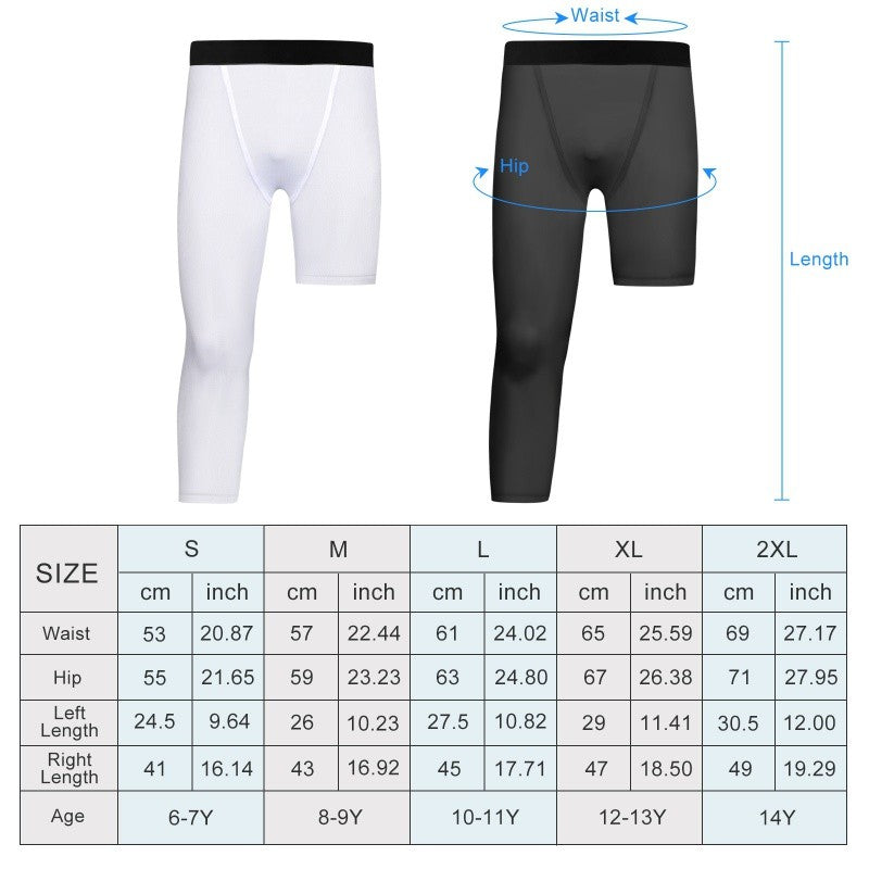 Single Leg Basketball Leggings Quick Drying 6-14 Years Teen Boys Running Football Yoga Fitness Compression Pants Sports