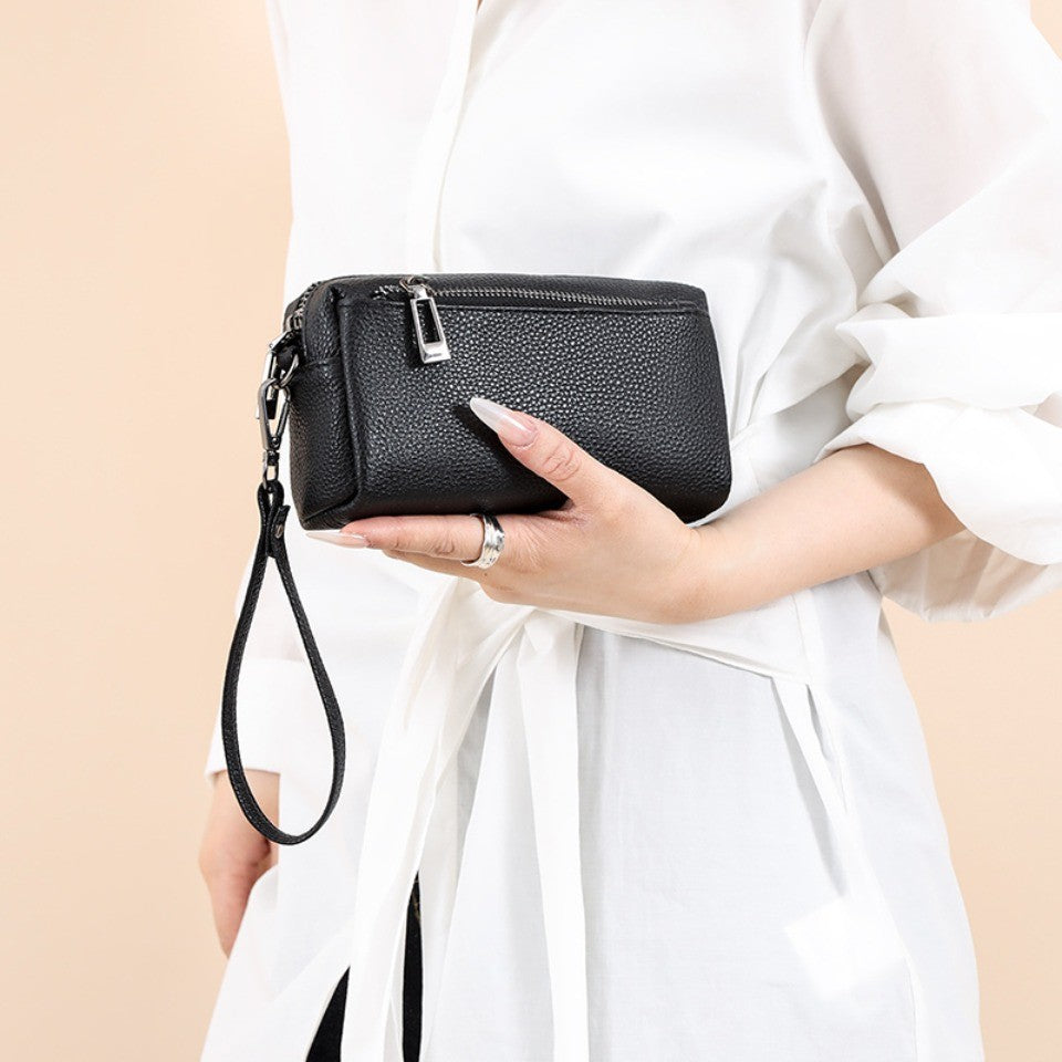 100% Genuine Cow Leather Wallet Purse Luxury Handbags Women Bags Designer Ladies Clutches Bags for Women Top Quality Phone Sac