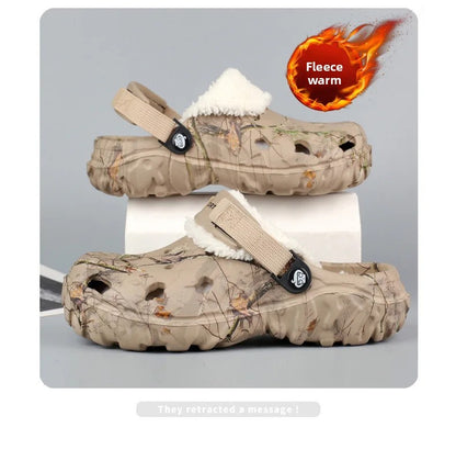 Men's Cotton Slippers Winter Thick Bottom Fleece Lined Warm Home EVA Comfortable Head Covered Slippers Roman Style Sandals