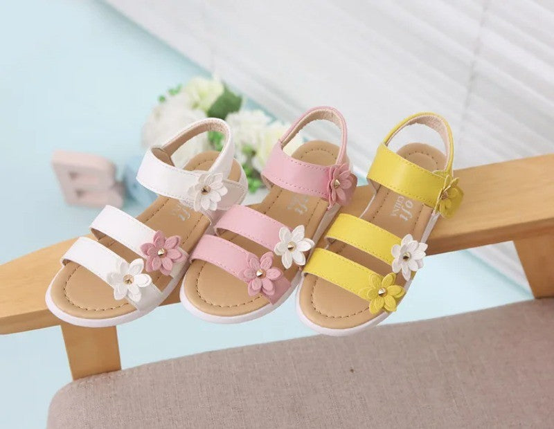 Girls Sandals Gladiator Flowers Sweet Soft Children Beach Shoes Kids Summer Floral Sandals Princess Fashion Cute High Quality