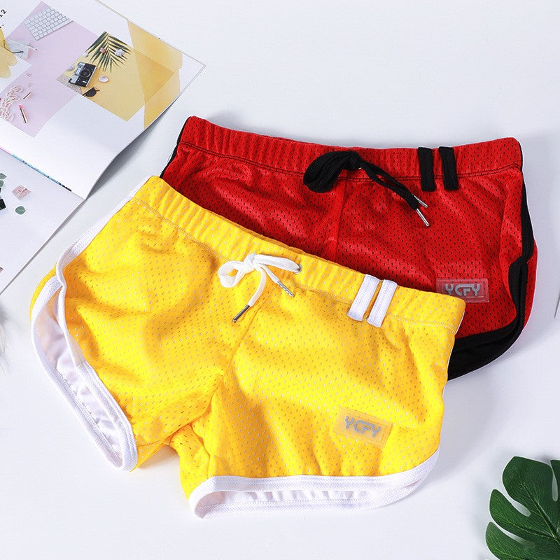 Brand Designer Men's Mesh Beathable Home Flat Pants Boxer Underwear Aro pants Breathable Pure Loose Fitting Underpants For Male