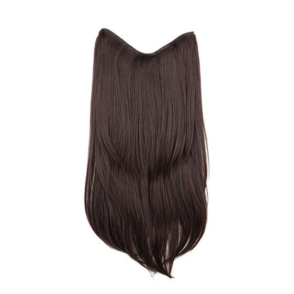 Alongamento de Cabelo Sintético de 22 Polegadas em Formato V, Longo e Liso, Peça de Cabelo em Camadas Natural Invisível para Uso Diário Feminino em Festas e no Dia a Dia