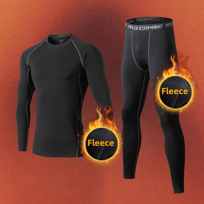Men's Clothing Winter Warm Undershirts Plush Thermal Underwear Set Elastic Compression Tights Fitness Men's Track Suit Set