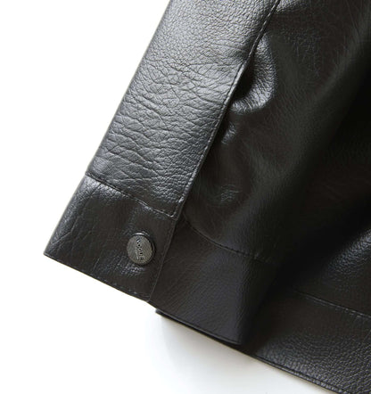 Men's Stand Collar Slim Fit Autumn Winter New Haining Leather Jacket Men's Middle-aged Plus Velvet Thickening