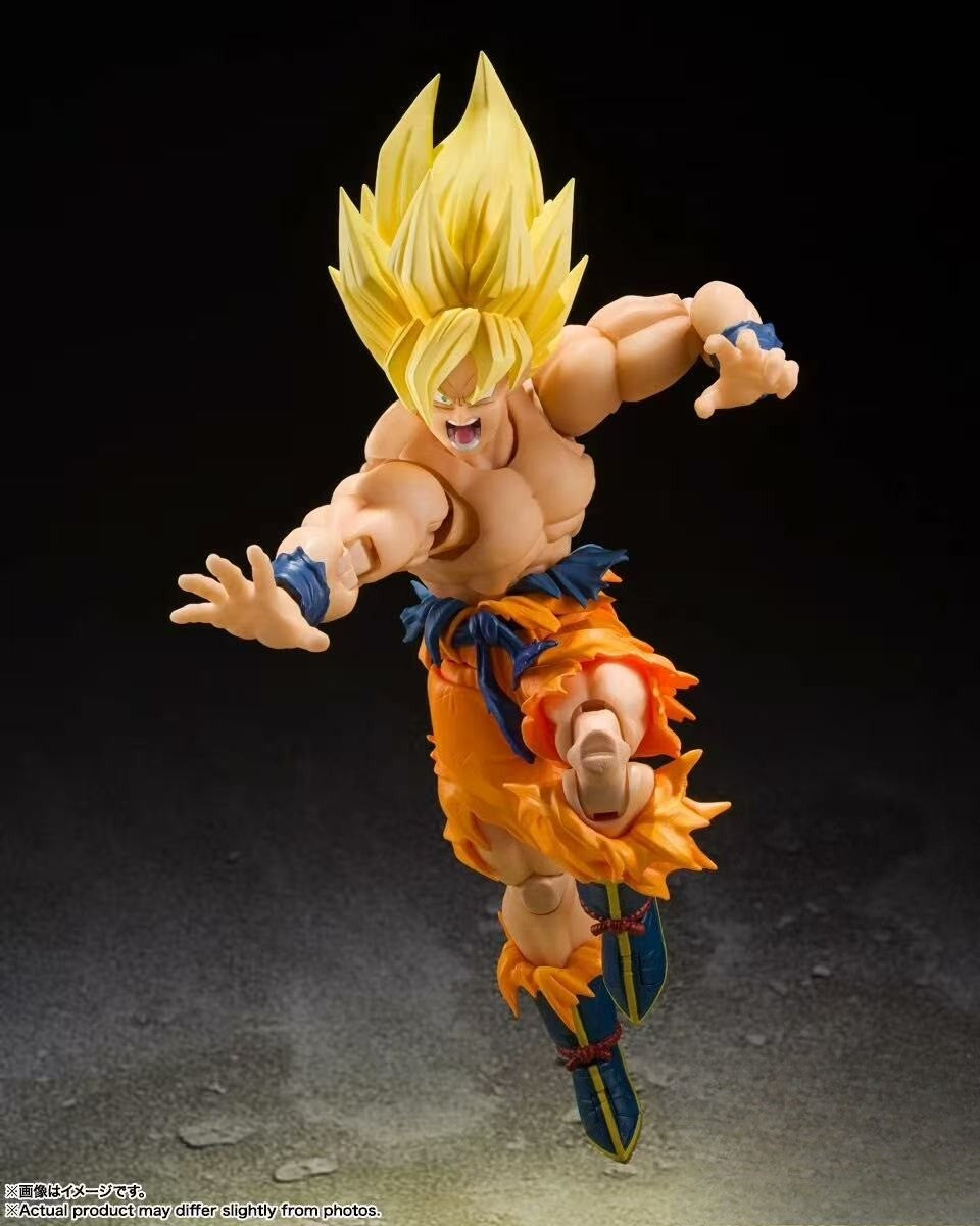 EM ESTOQUE Bandai Dragon Ball SHF Super Saiyan Son Goku 3.0 Anime Action Figure O Lendário Super Saiyajin Modelo de Brinquedo de Batalha Danificada