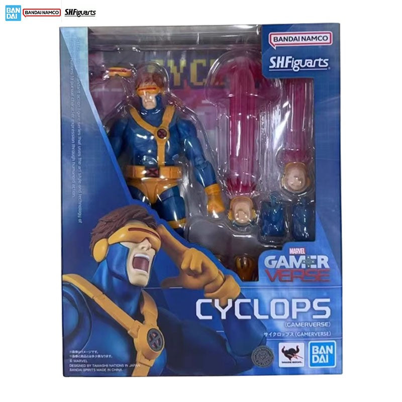 Bandai S.H.Figuarts X-MEN Model Kit Genuíno SHF Cyclops Gamer Verse Anime Action Figure Coleção Modelo Brinquedos Presentes de Natal