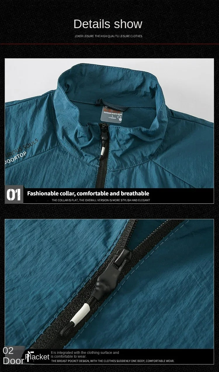 2025 Mens Sportswear Spring Summer Tracksuit 2 Piece Sets Sports Suit Sun Jacket + Pant Running Set Male Gym Exercise Clothing