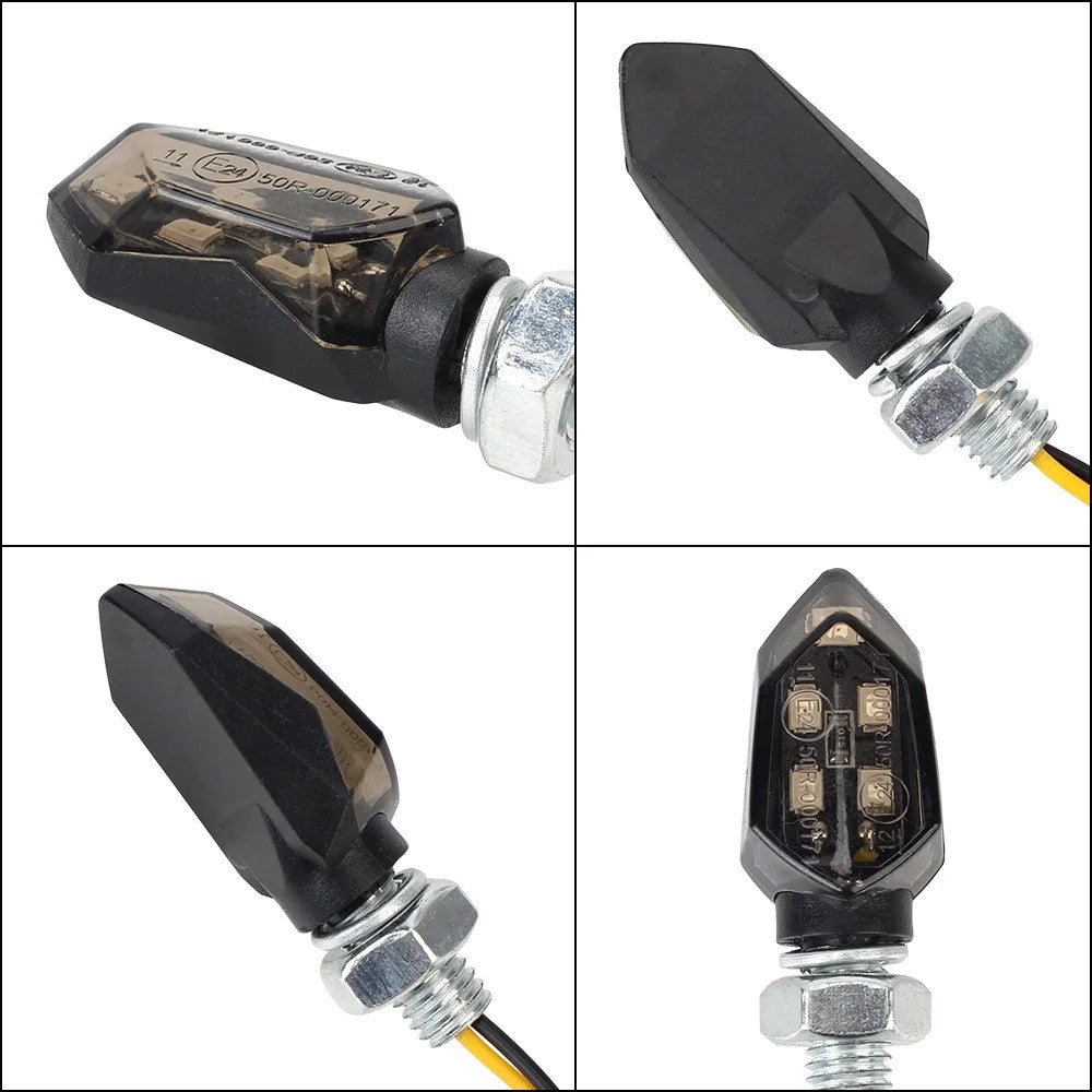 Luz de pisca LED para motocicleta, mini indicadores, luz universal, âmbar super brilhante, lâmpada pisca-pisca