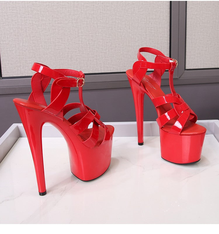 7Inches 17cm Beige Club High Heels Starry Sky Platform Party Pole Dance Women Sandals High-heeled Sandals Gothic Fetish Pumps