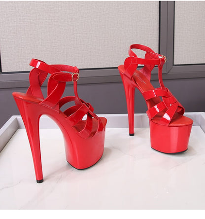 7Inches 17cm Beige Club High Heels Starry Sky Platform Party Pole Dance Women Sandals High-heeled Sandals Gothic Fetish Pumps