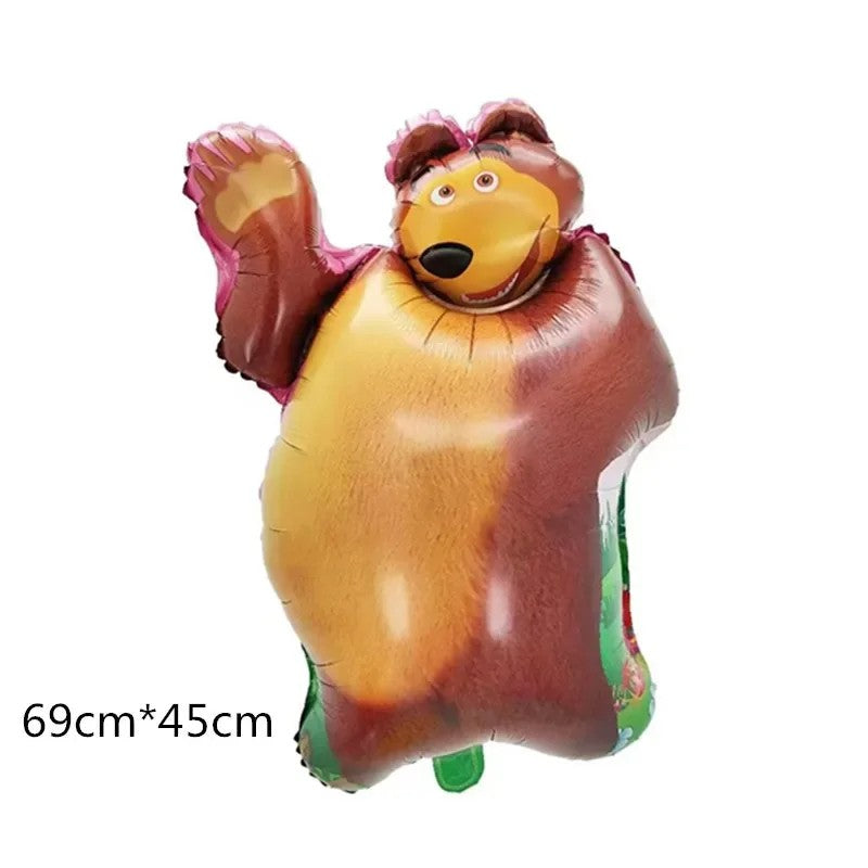 Masha and The Bear Theme Birthday Party Supplies Girls Masha Tableware Set Balloons Plates Cups for Kids Party Baby Shower Decor