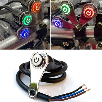Cilindro Chave Bicicleta LED Interruptor Moto LIGA + DESLIGA Montagem no Guidão Liga de Alumínio Impermeável 12V Luz de Nevoeiro Lâmpada Buzina de Bicicleta Botão de Pressão