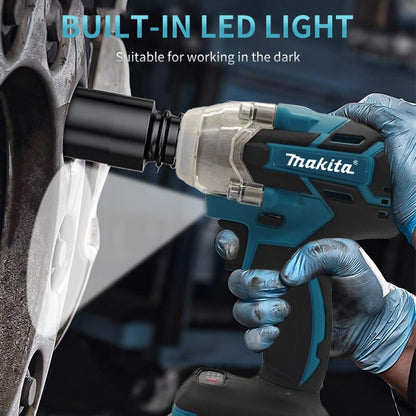 Makita DTW600 Chave de Impacto Sem Fio de Alto Torque, Chave Elétrica Brushless Recarregável de 18V para Reparo Automotivo