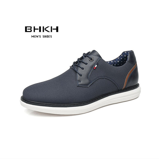 BHKH 2025 Genuine Leather Dress Shoes Comfy Men Casual Shoes Smart Business Work Office Lace-up Men Shoes