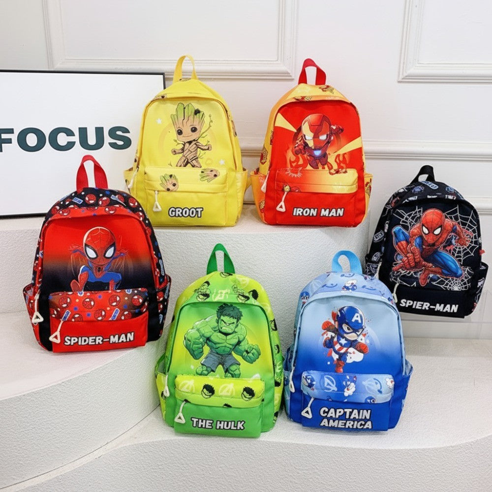 Mochila Infantil Homem-Aranha Marvel Desenho Animado Mochila Escolar Legal Estilosa para Meninos e Meninas Leve Casual Mochila de Jardim de Infância para Crianças