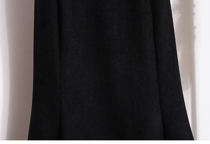 Plus Size Skirt Women 2024 Winter High Waist Elastic Velvet A Line Mermaid Skirt Korean Style Elegant Brown Or Black Long Skirts