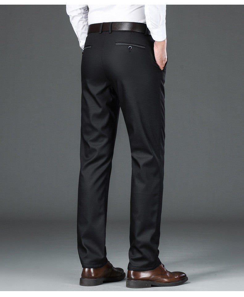 Flannel Thick Men's Casual Pants Navyblue Winter New Fleece Business Stretch Warm Plush Trousers Brand Slim Straight Male Pants