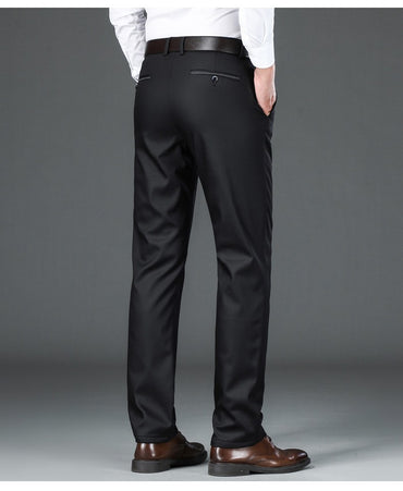 Flannel Thick Men's Casual Pants Navyblue Winter New Fleece Business Stretch Warm Plush Trousers Brand Slim Straight Male Pants