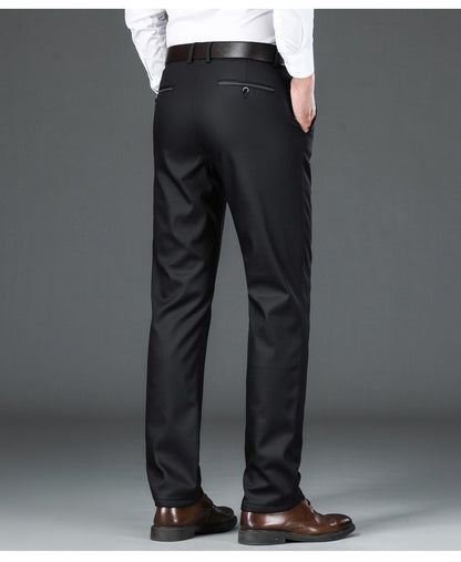 Flannel Thick Men's Casual Pants Navyblue Winter New Fleece Business Stretch Warm Plush Trousers Brand Slim Straight Male Pants