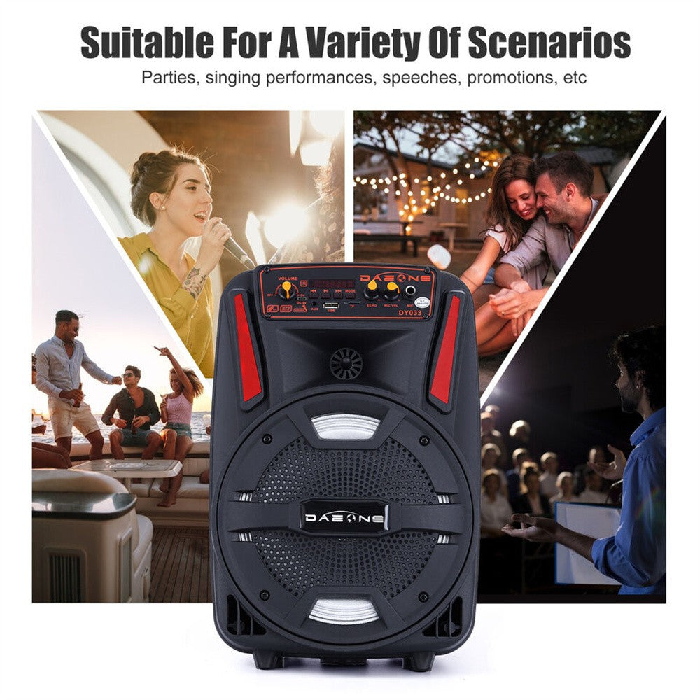 1000W Portable Bluetooth Speaker 8" Subwoofer Heavy Bass Sound System Party With Remote and Mic Led Light DJ karaoke Speaker