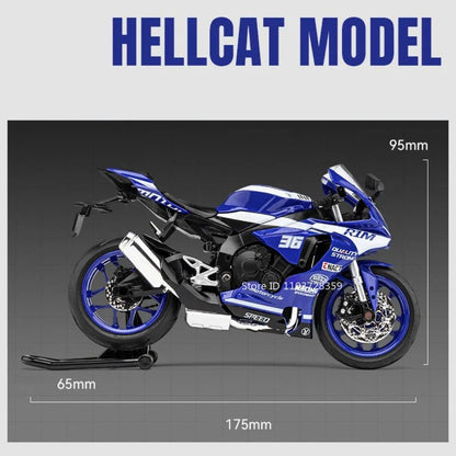 1:12 R1M R1 Modelo de Moto Brinquedos Liga Fundida Motocicletas em Miniatura Som Luz Amortecimento Simulação Motocicletas Presentes